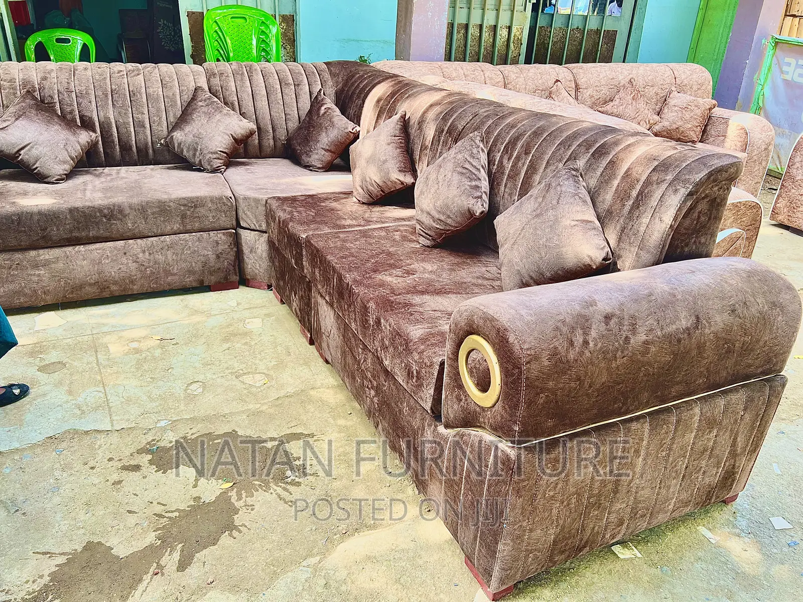 Sofa L Shape or Corner Sofa Made of Wooden Material
