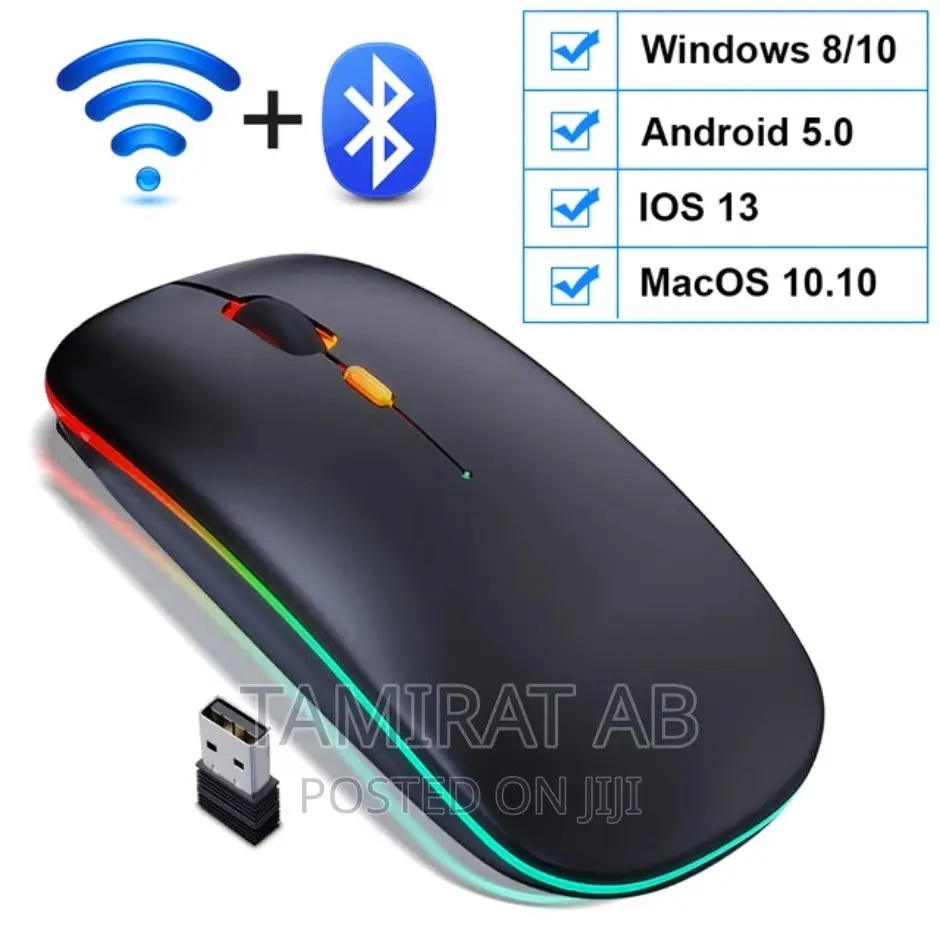 Hp W10 Rechargeable Slim Wireless Mouse Bluetooth 5.1+ 2.4G