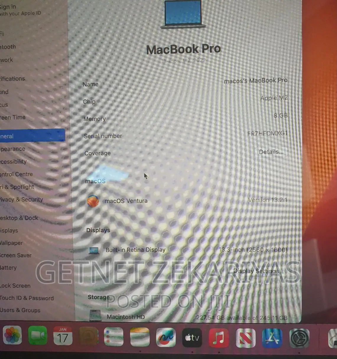 New Laptop Apple MacBook Pro 8GB Apple M2 SSD 256GB