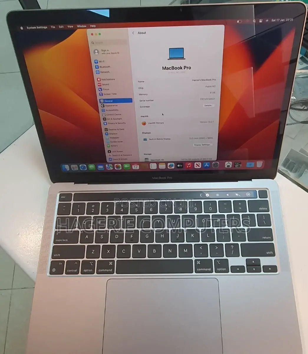 New Laptop Apple MacBook Pro 8GB Apple M2 SSD 256GB