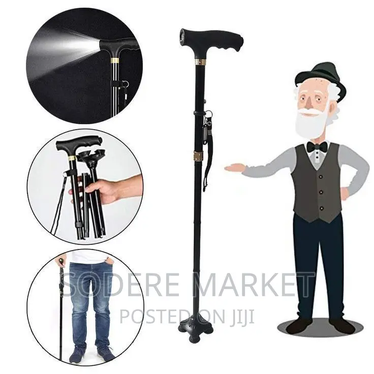 Adjustable Anti-Slip Walking Stick With Led Light