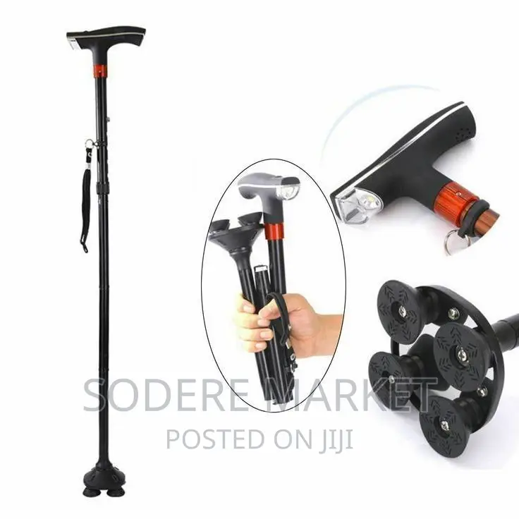 Adjustable Anti-Slip Walking Stick With Led Light