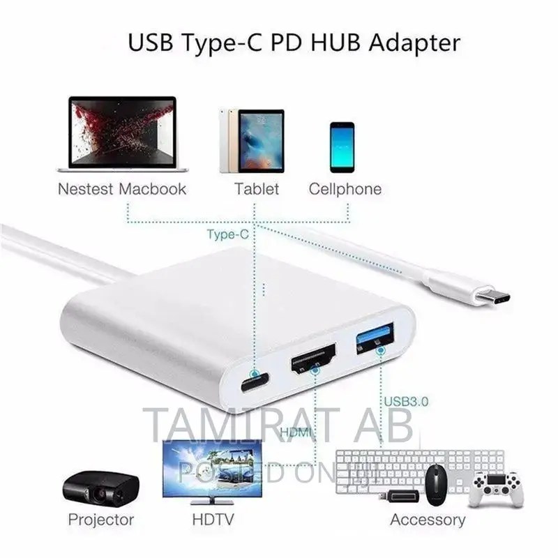 USB 3.1 Type-C to USB 3.0 + HDMI + Type-C Adapter