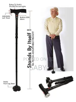 Photo - Adjustable Anti-Slip Walking Stick With Led Light