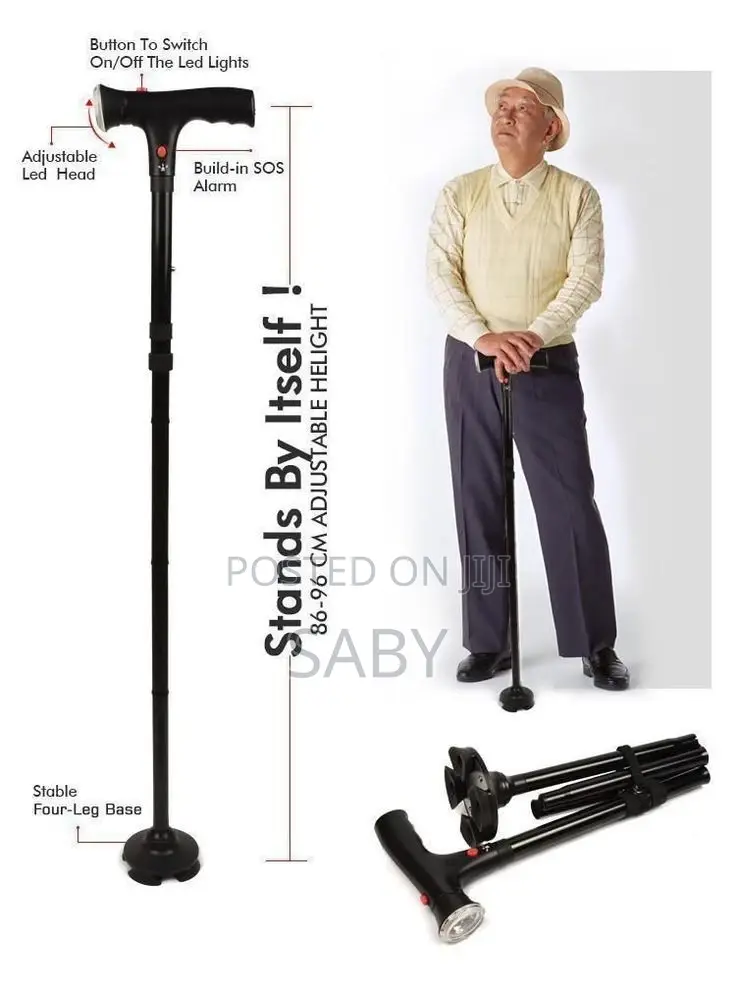 Adjustable Anti-Slip Walking Stick With Led Light