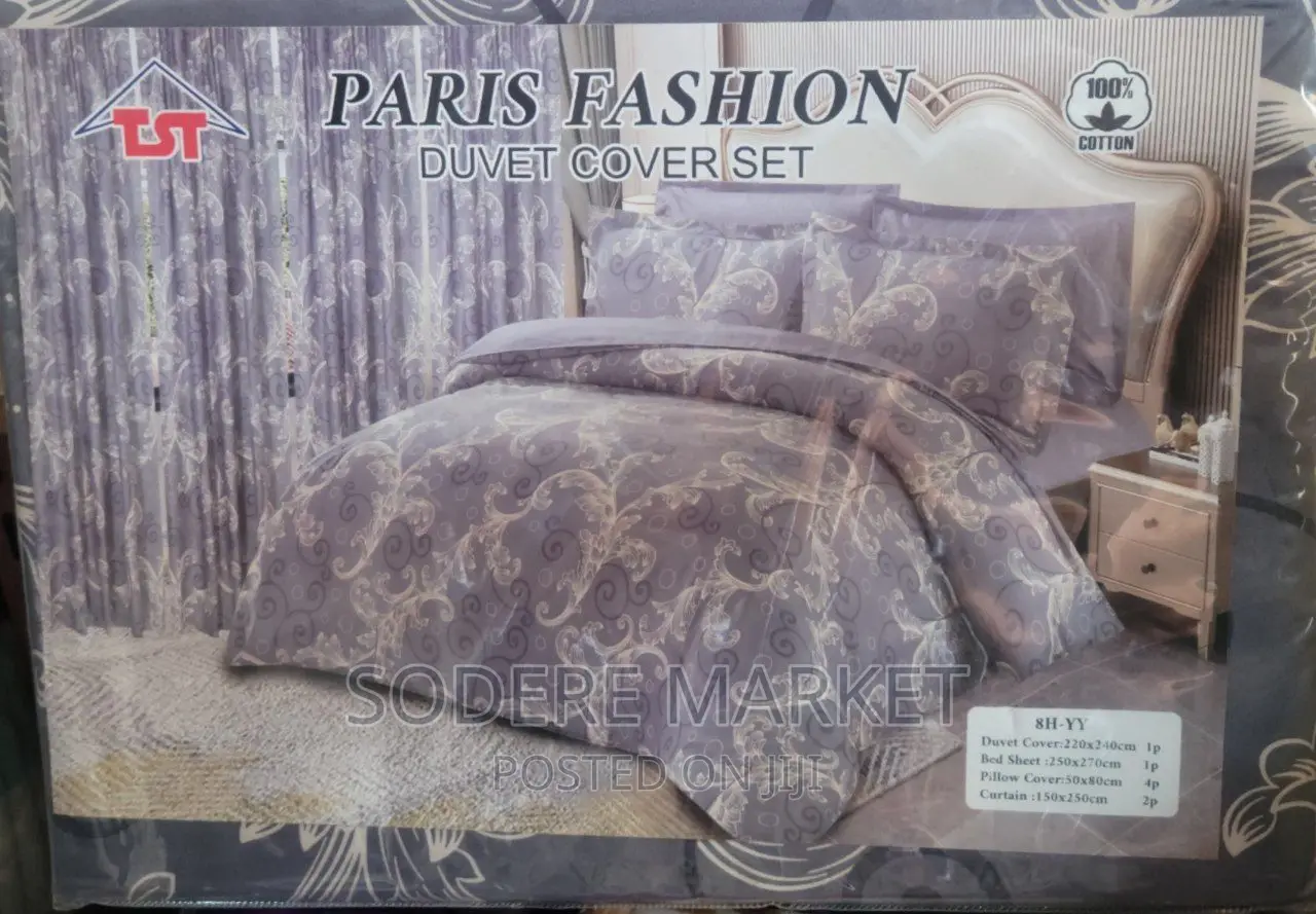 8 PCS Duvet Cover Set( የ ኮምፈርት ኪስ፣አንሶላ፣የትራስ ልብስ እና መጋረጃ የያዘ)