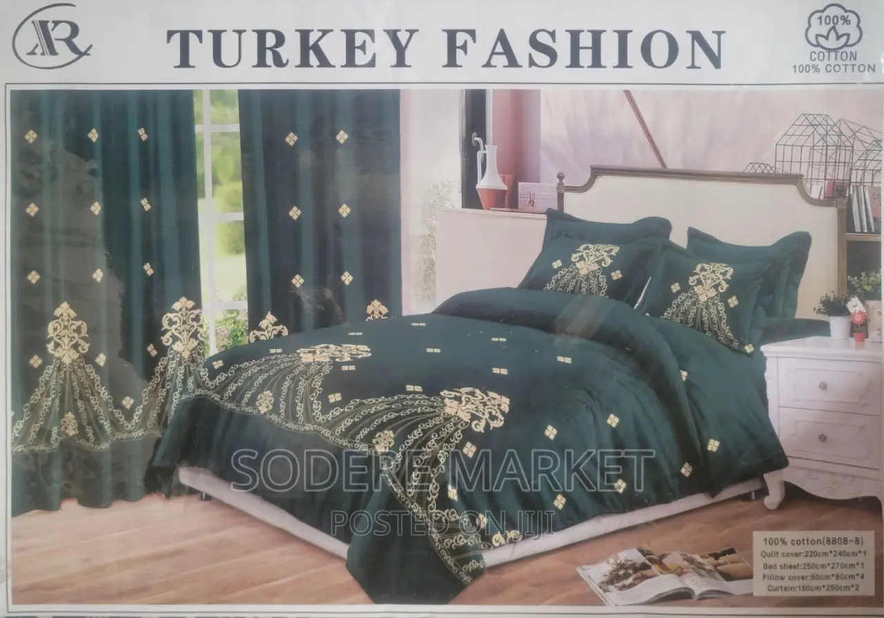 8 PCS Duvet Cover Set( የ ኮምፈርት ኪስ፣አንሶላ፣የትራስ ልብስ እና መጋረጃ የያዘ)