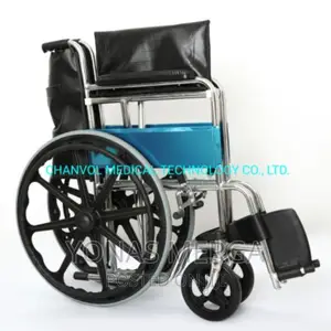 Standard Wheelchair, 46 Cm Seat, Blue Fabric, Foldable Model