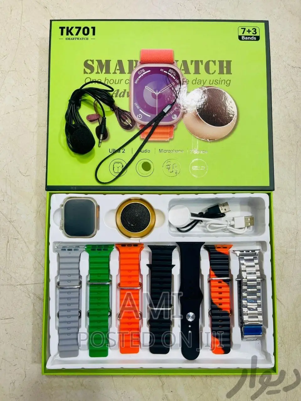 TK701 Smart Watch + Mini Speaker + Microphone + 7 Free Strap