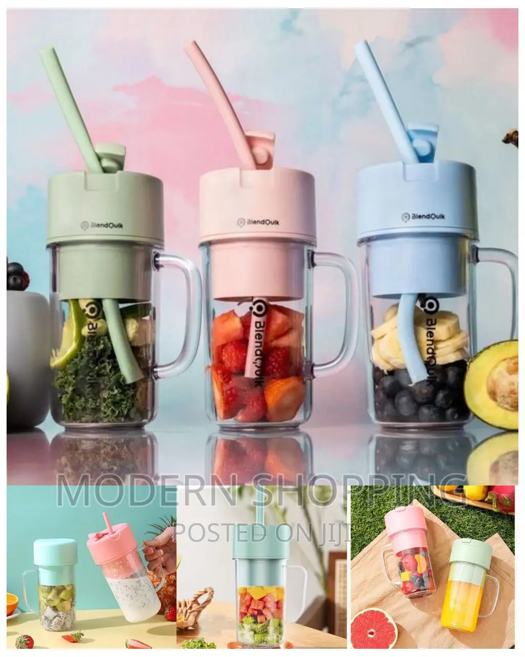 Mini Rechargeable Juicer Cup With Straw