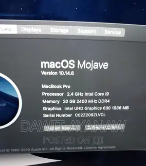 New Laptop Apple MacBook Pro 2019 32GB Intel Core I9 SSD 1T