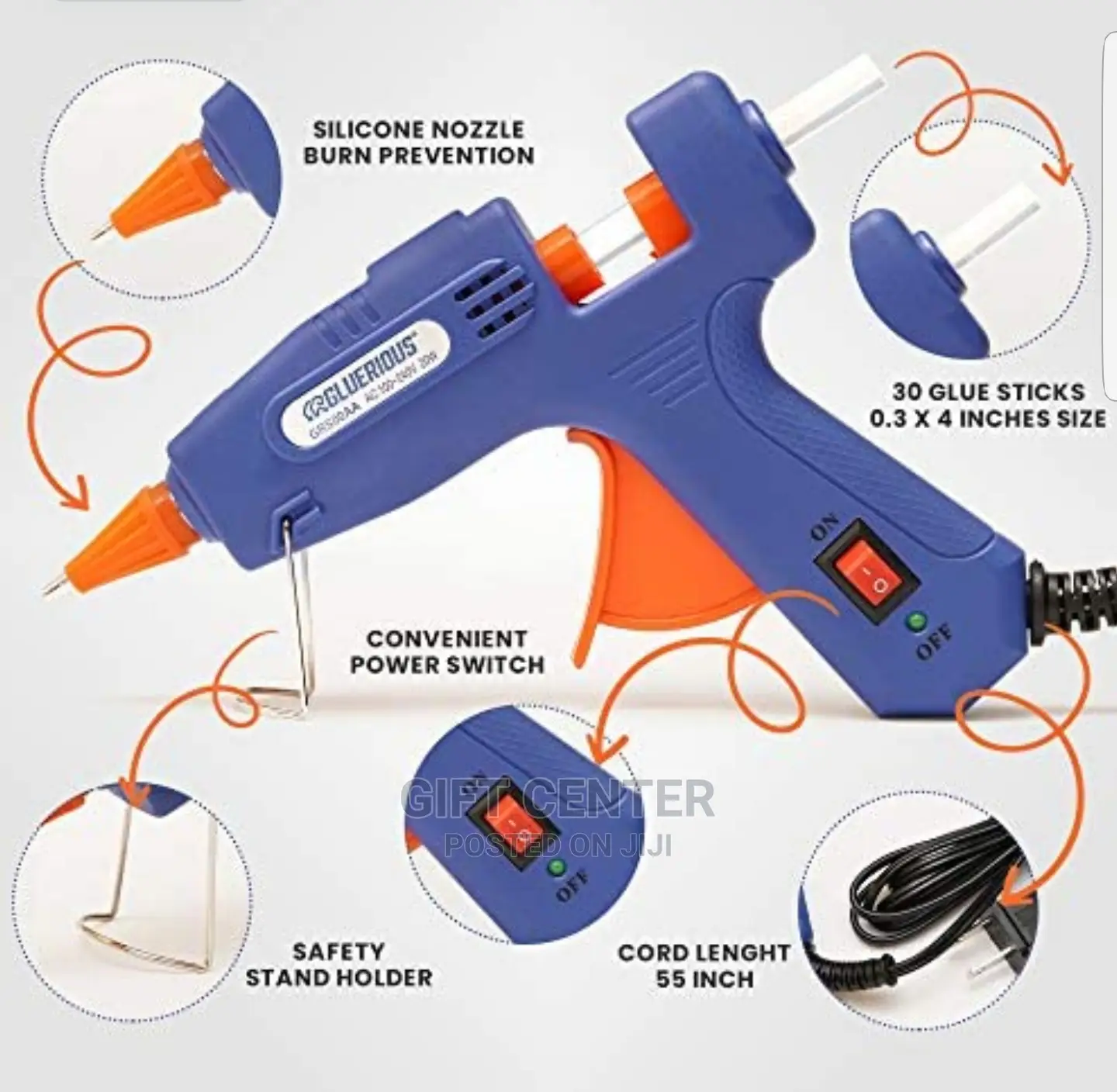 100watt Hot Glue Gun With 5 PCS Hot Melt Glue Stick Diycraft