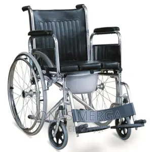 Photo - Steel Alloy Folding Commode Chair Wheelchair Plastic Commode
