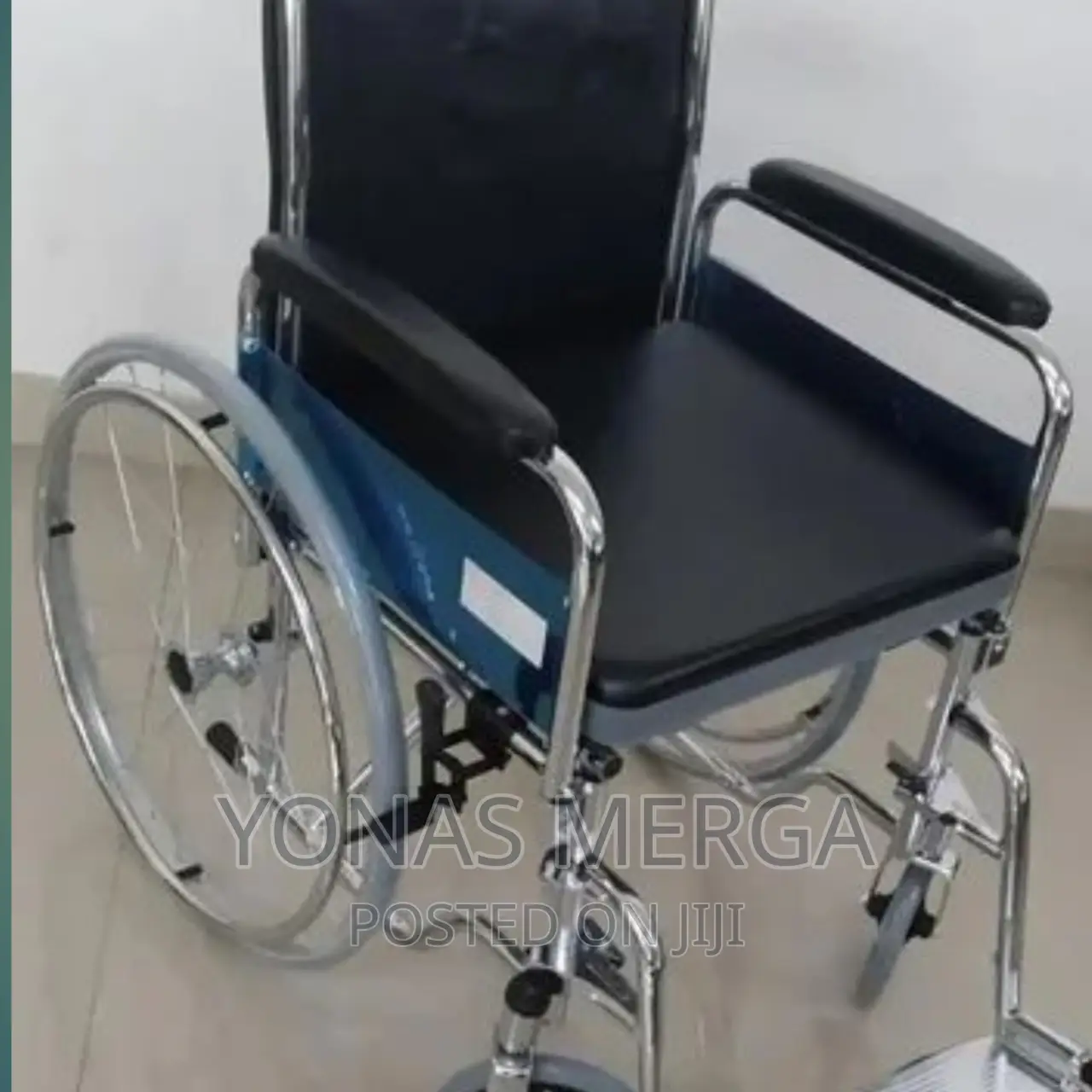 Stainless Steel Full Fold With Hospital Commode Wheelchair