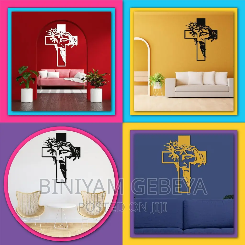 Jusus Cross Decore Artግርማሞገስ የሚያላብስ
 ግርግዳ ላይ የሚለጠፍ