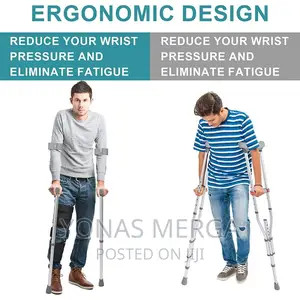 Crutches Aluminium Walking Stick for Travel or Work (Silver)