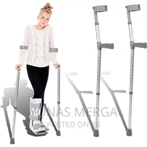 Photo - Crutches Aluminium Walking Stick for Travel or Work (Silver)