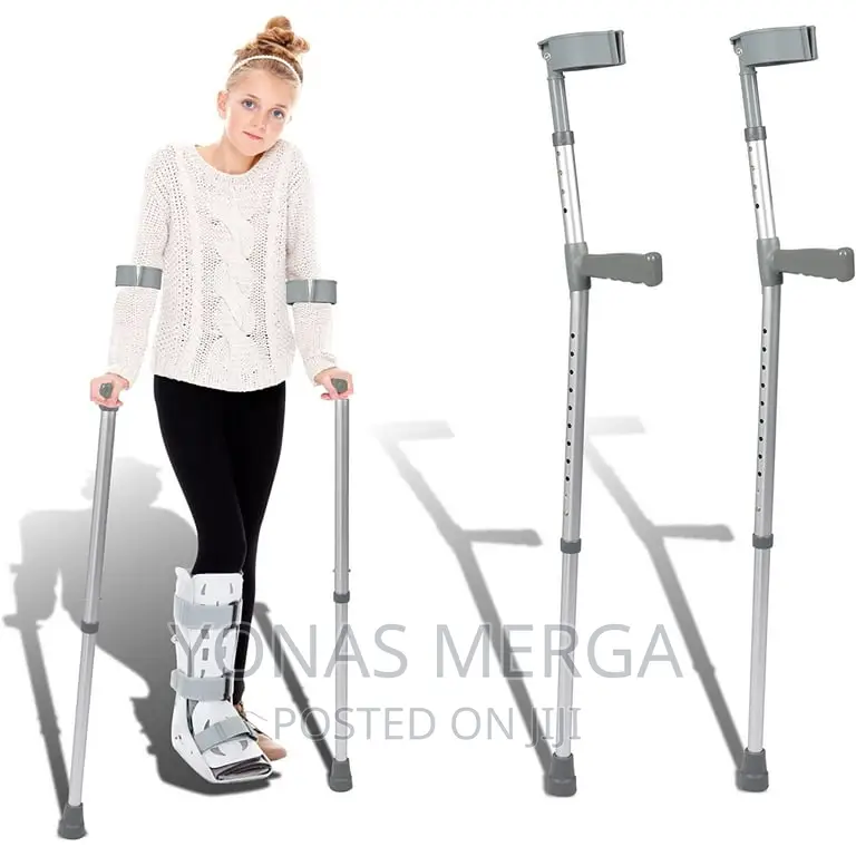 Crutches Aluminium Walking Stick for Travel or Work (Silver)