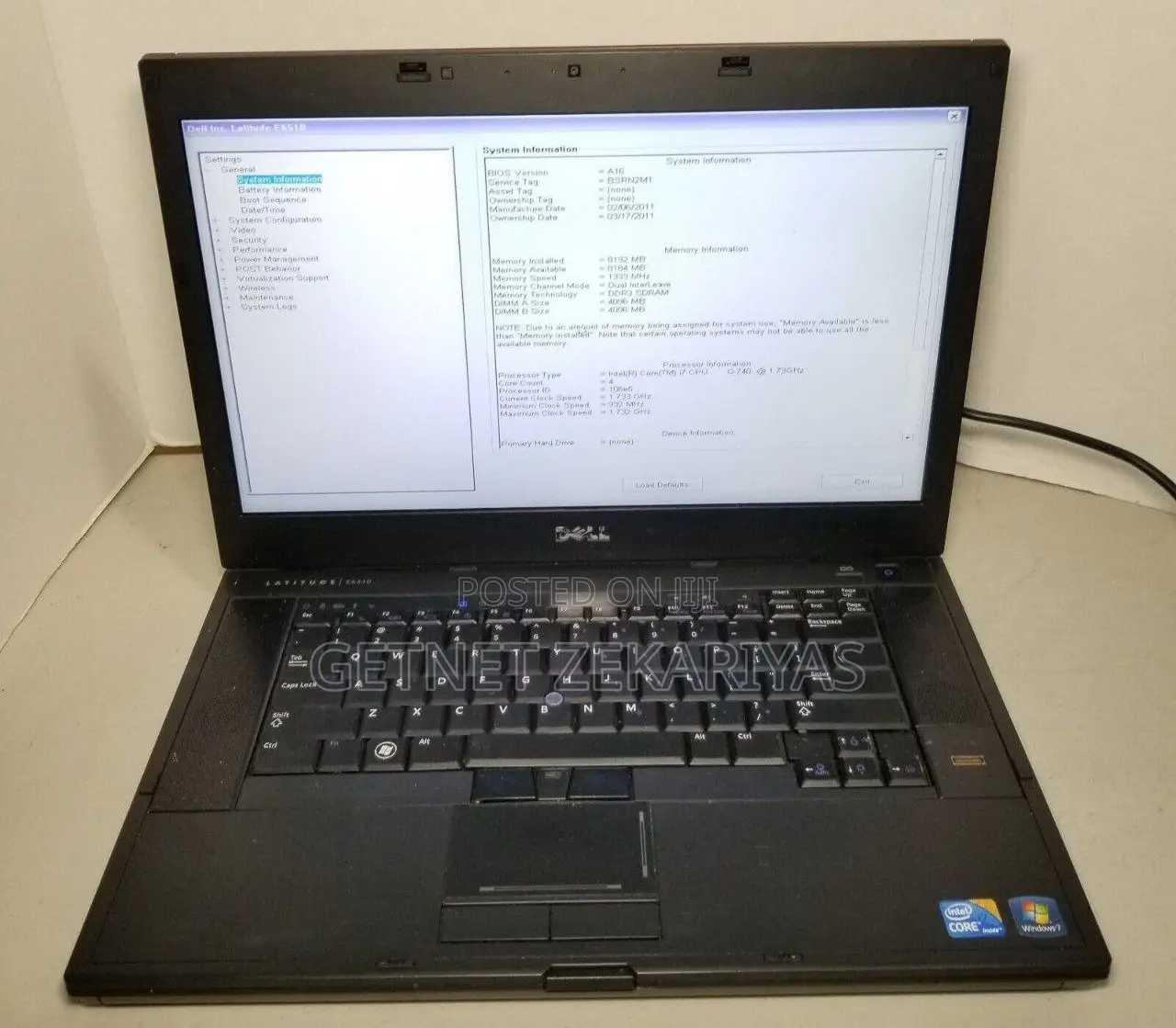 New Laptop Dell Latitude E6510 8GB Intel Core I7 SSD 500GB
