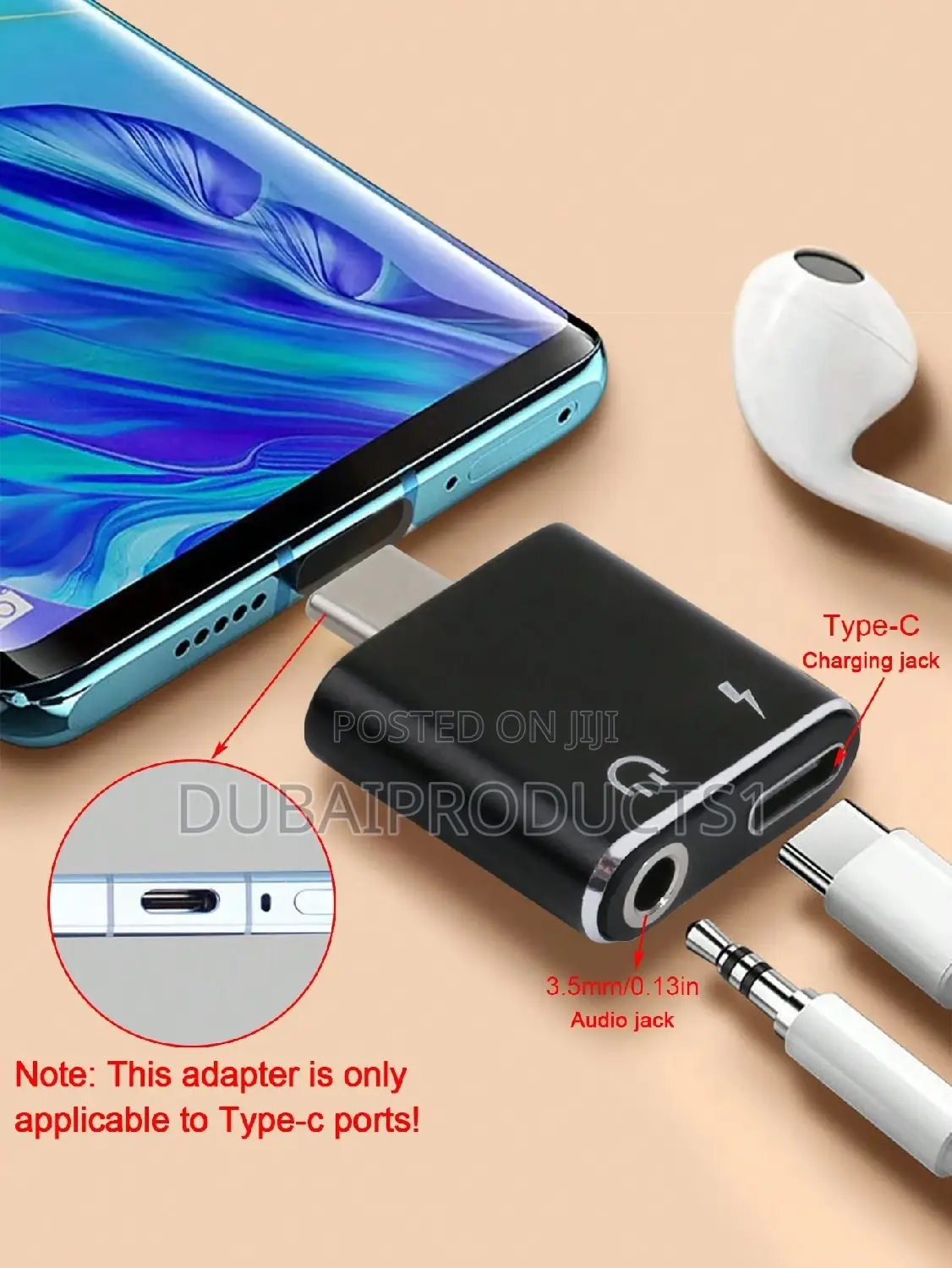 Adapter, 2-in-1 Listening to Music and Charging Converter