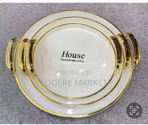 3 Sets Serving Acrylic Tray With Golden Handle