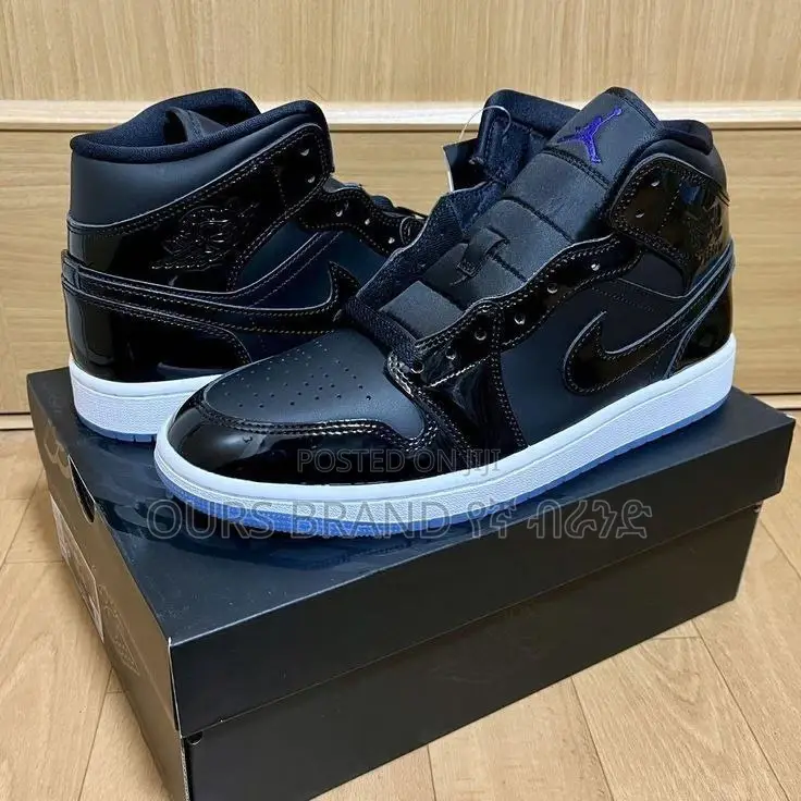 Air Jordan 1 Mid Space Jam Black Concord White Shoes