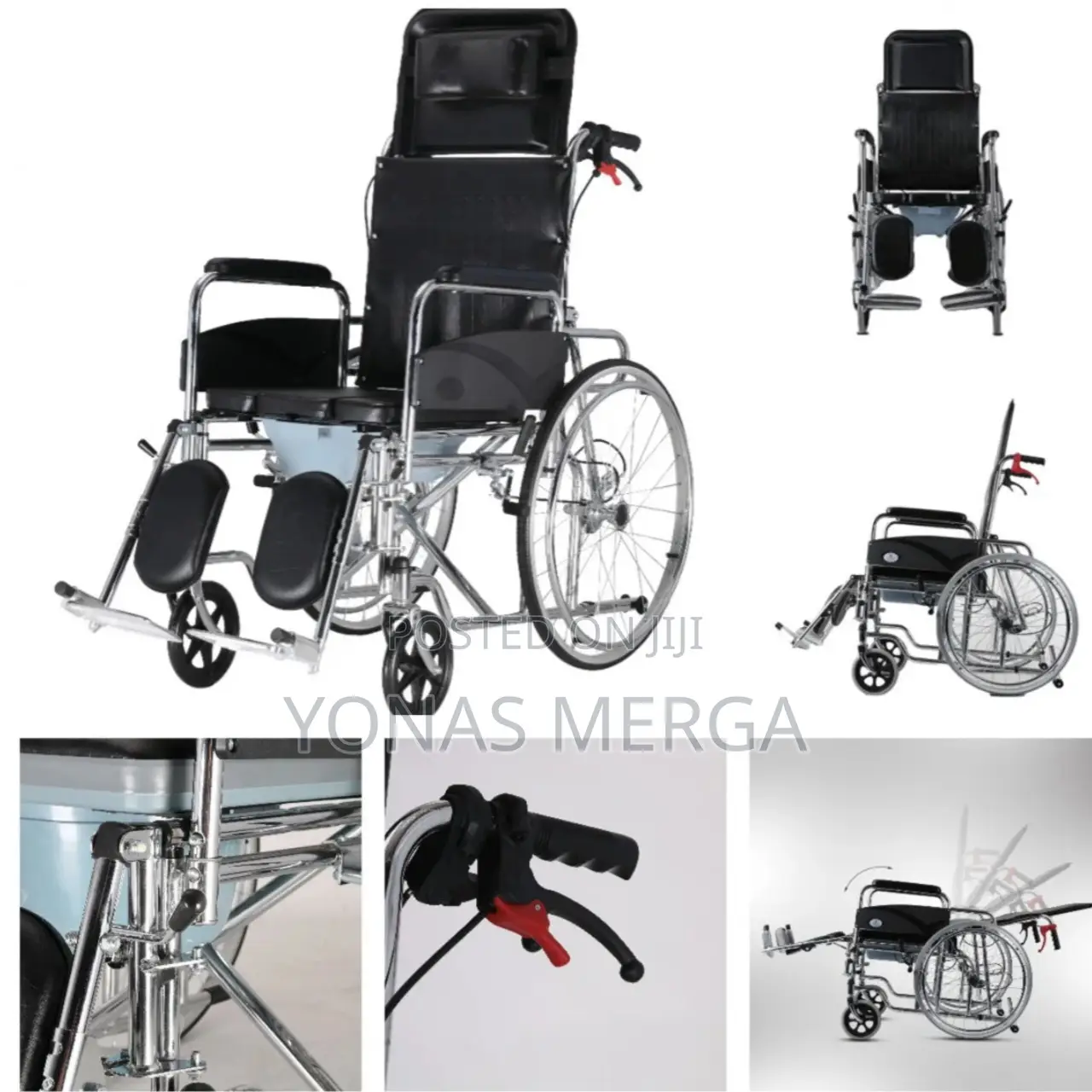 Toilet Reclining Wheelchair for Adults]-- GLDDFDG High-Back