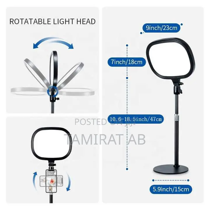 Desktop LED Panel Fill Light, Phone Holder And Extend Stand