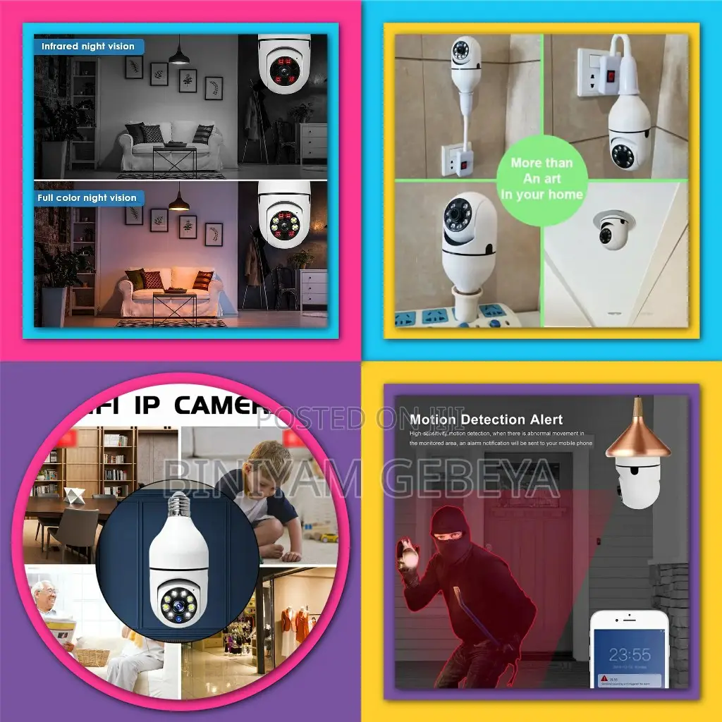 Original የአምፖል ሴኪውሪቲ ካሜራ የትም ቦታ ሆነው በ360 ዲግሪመከታተልየሚያስችሎት