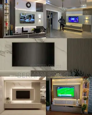 Photo - ቤትን የሚያስውቡ በካሬ የሚሰሩ ቲቪ ስታንዶች Wall Mounted Tv Stands