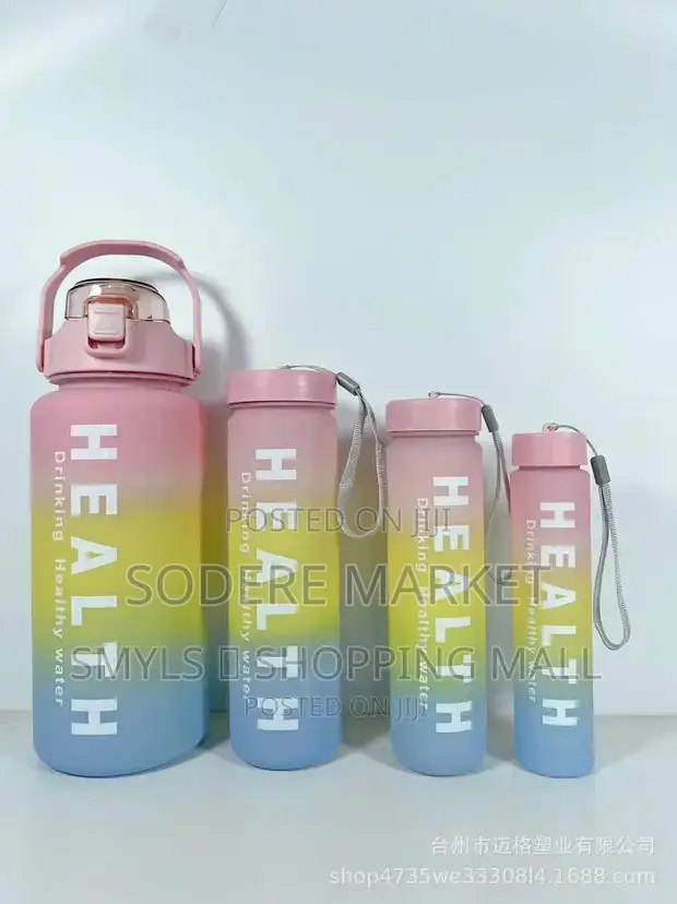 4 in 1 BPA Free Motivational Water Bottle With Straw