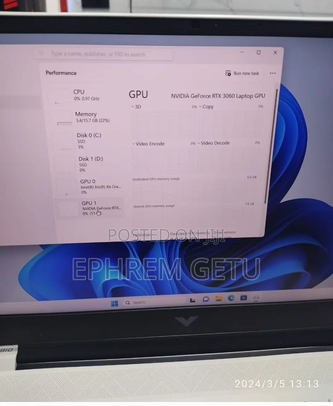 New Laptop HP Victus 15 16GB Intel Core I7 SSD 512GB