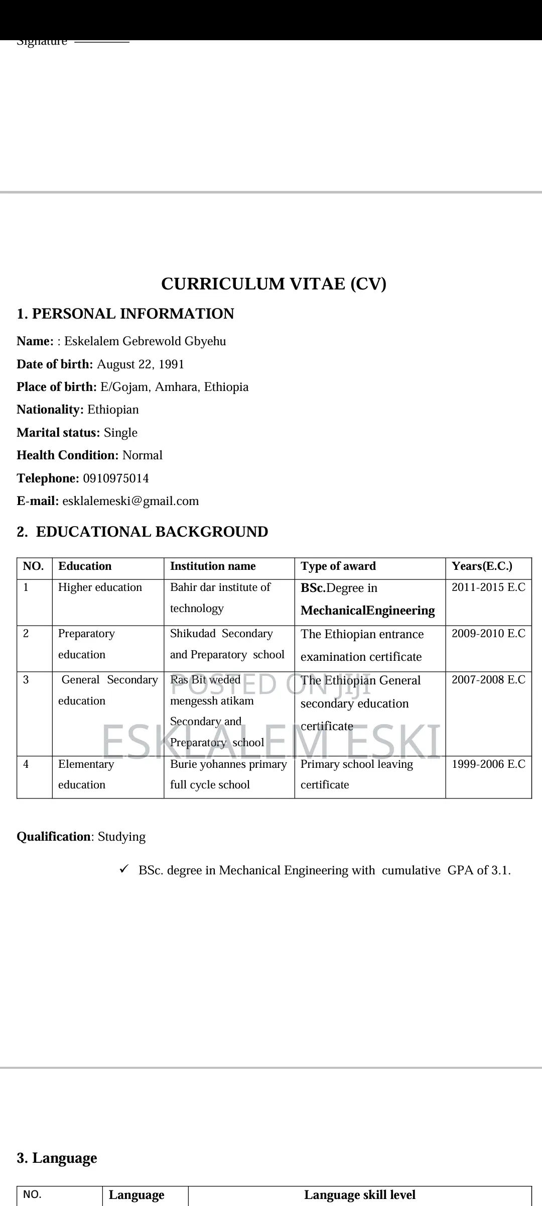 Part-Time Weekend CV