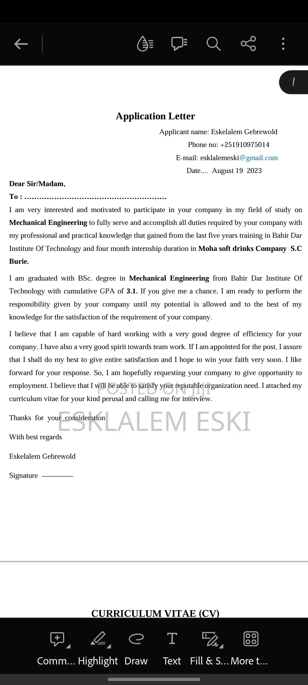 Part-Time Weekend CV