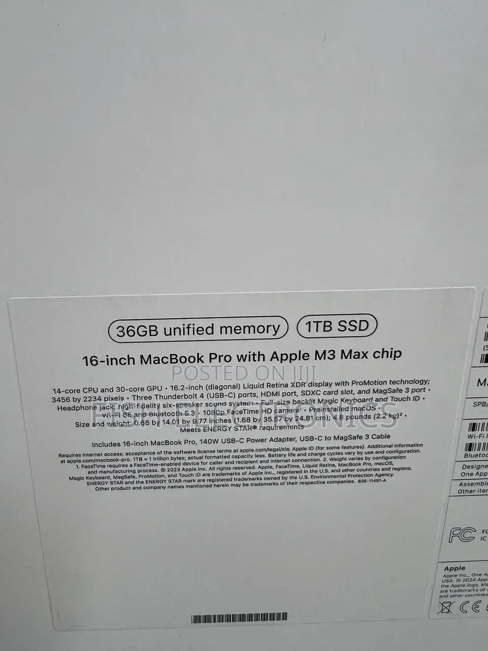 New Apple MacBook Pro 2023 M3 Max 16-Inch 36GB Apple M3 Max SSD 1T