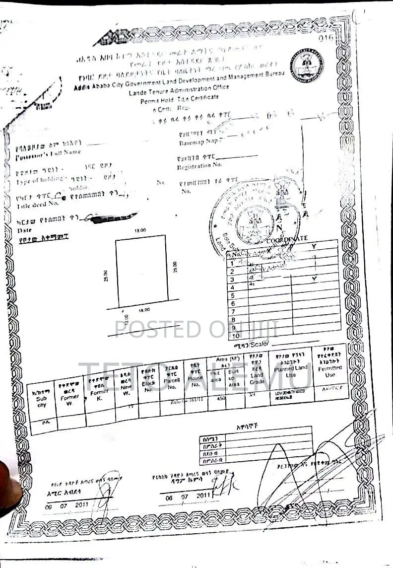 የሚሸጥ የድሮ ልማት ተነሽ ቦታ አያት