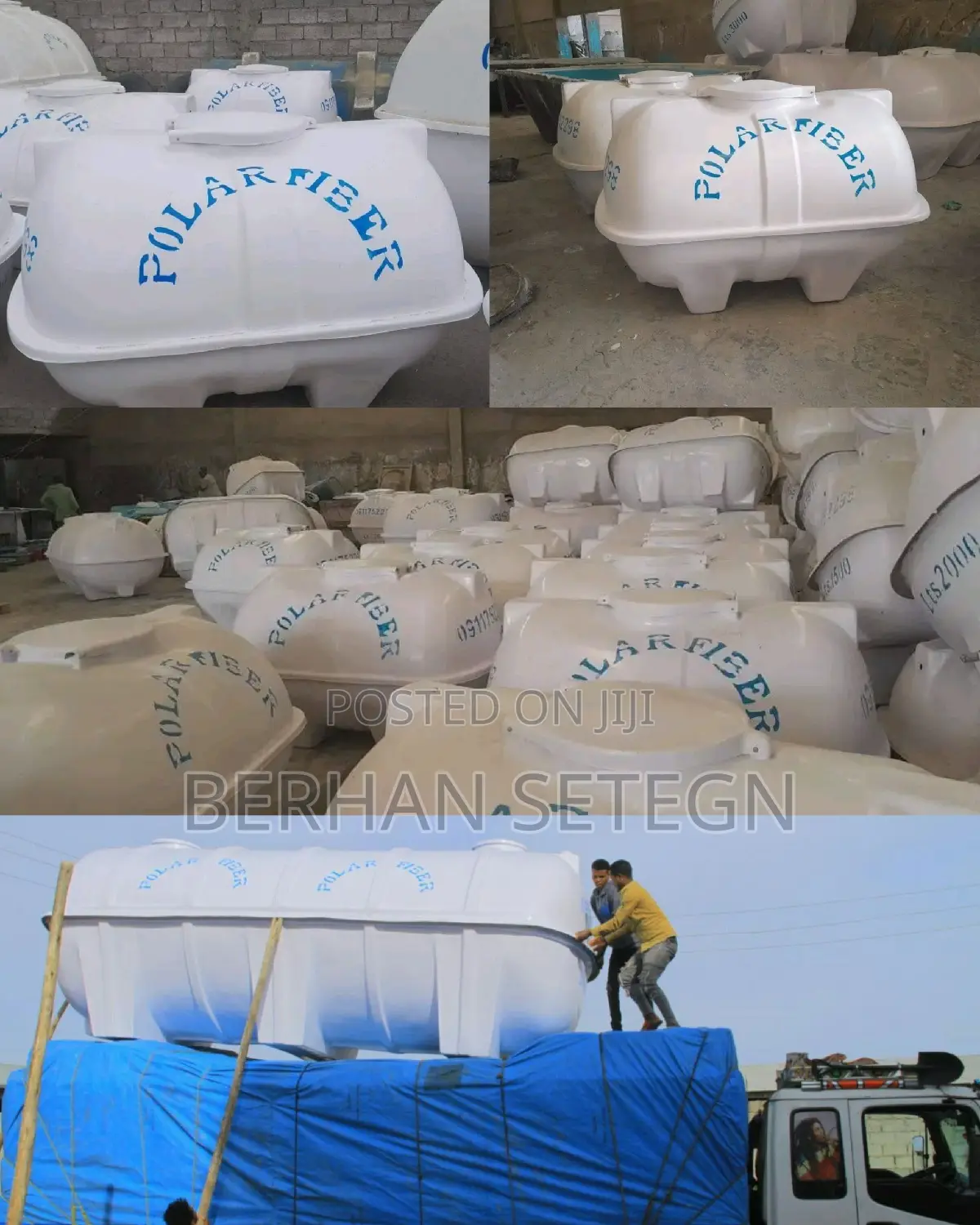 Polar Fiber Glass Water Tanker ፖላር የውሀ ሮቶ