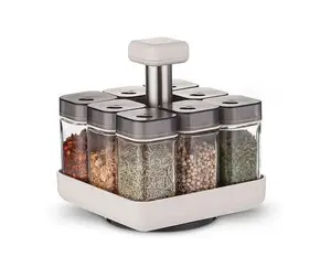 Photo - Rotating Spice Rack የጥራጥሬ ማስቀመጫ 9pcs