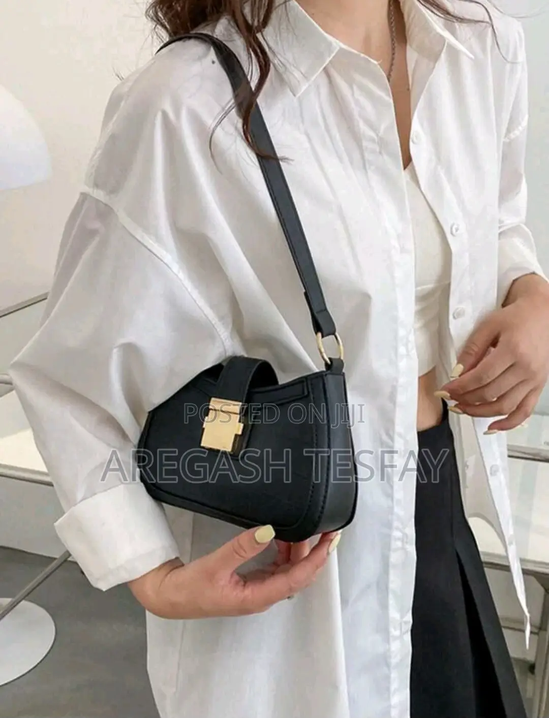 Crocodile Embossed Shoulder Bag for Business