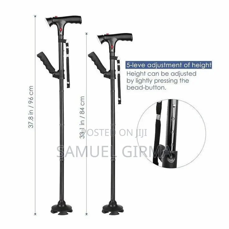 Adjustable Anti- Slip Walking Stick With Led Light