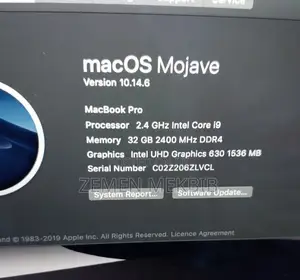 New Laptop Apple MacBook Pro 2019 32GB Intel Core i9 SSD 1T