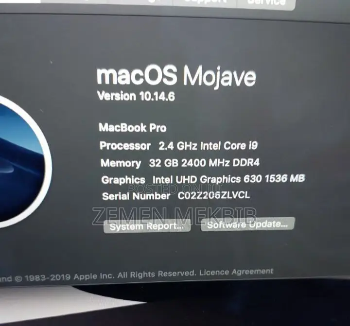 New Laptop Apple MacBook Pro 2019 32GB Intel Core i9 SSD 1T