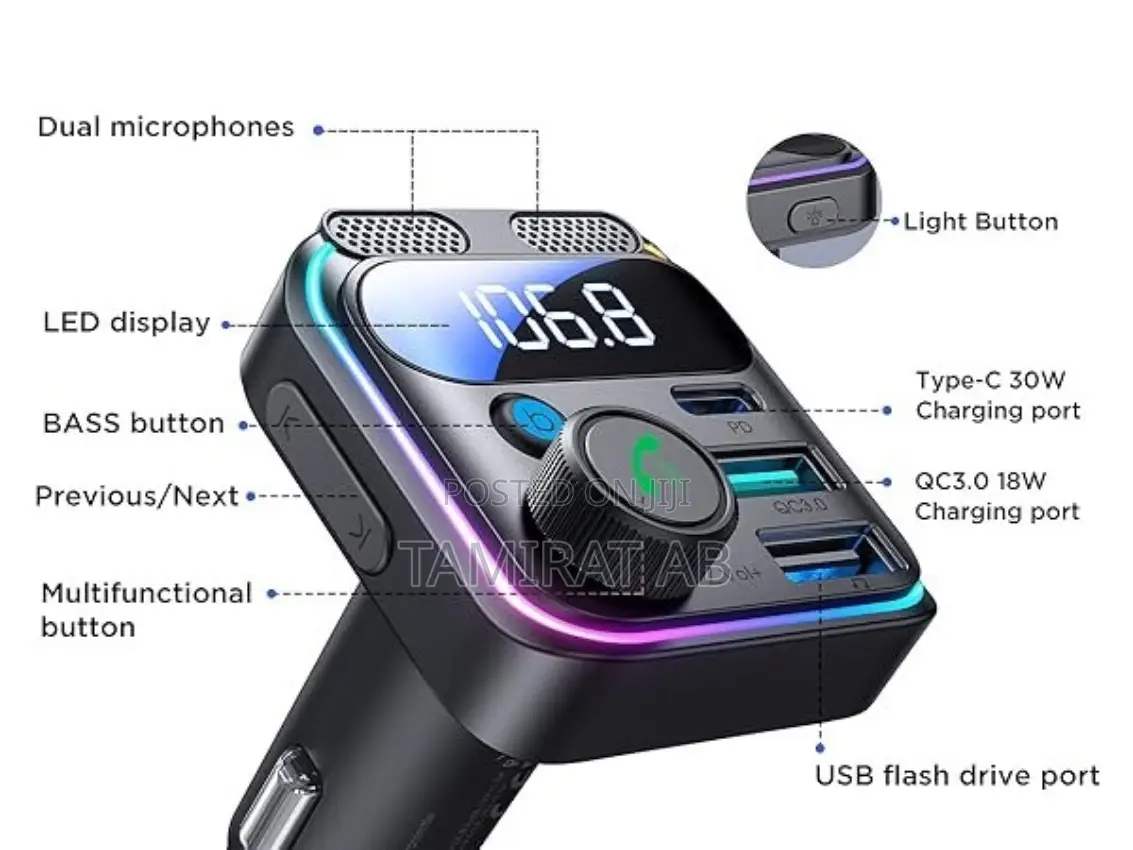 Joyroom Jr-Ccb01 48w Dual-Mic Car Wireless Fm Transmitter