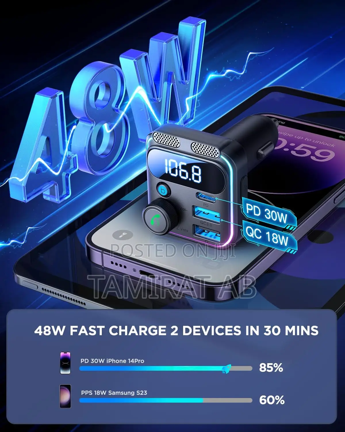 Joyroom Jr-Ccb01 48w Dual-Mic Car Wireless Fm Transmitter