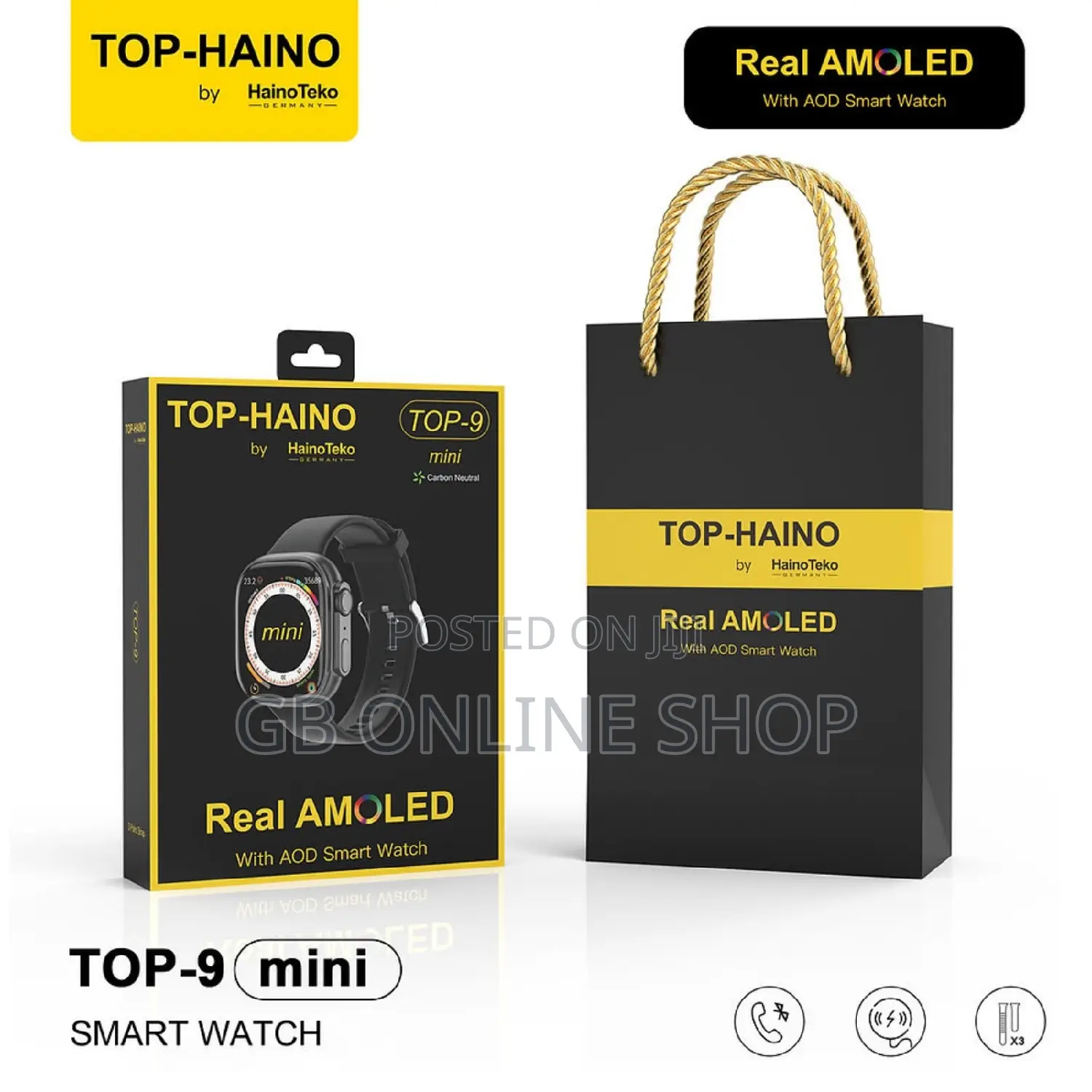 Haino Teko Germany Top-9 Mini Smart Watch With 3 Strap