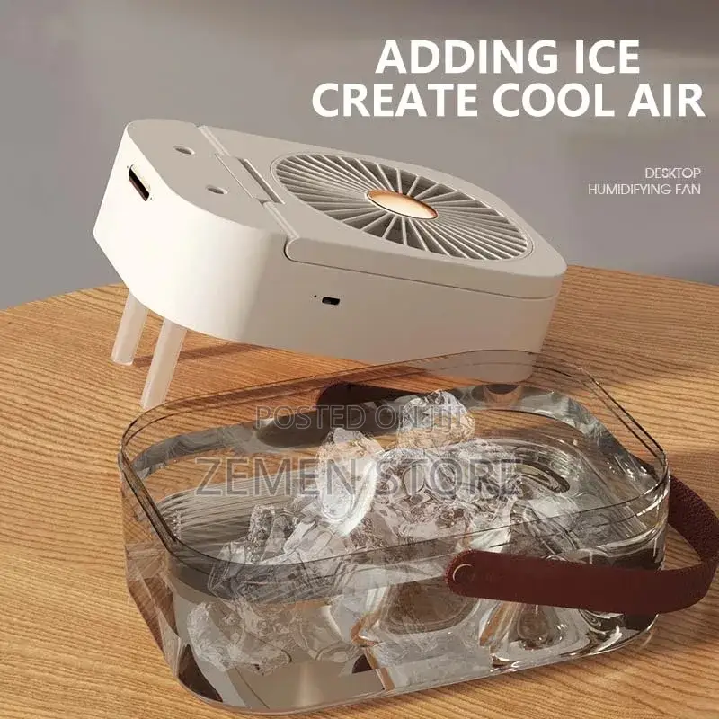 Dual Spray Humidifying Fan ሞቃታማ በሆነ ጊዚ አየሩን የሚያቀዘቅዝ