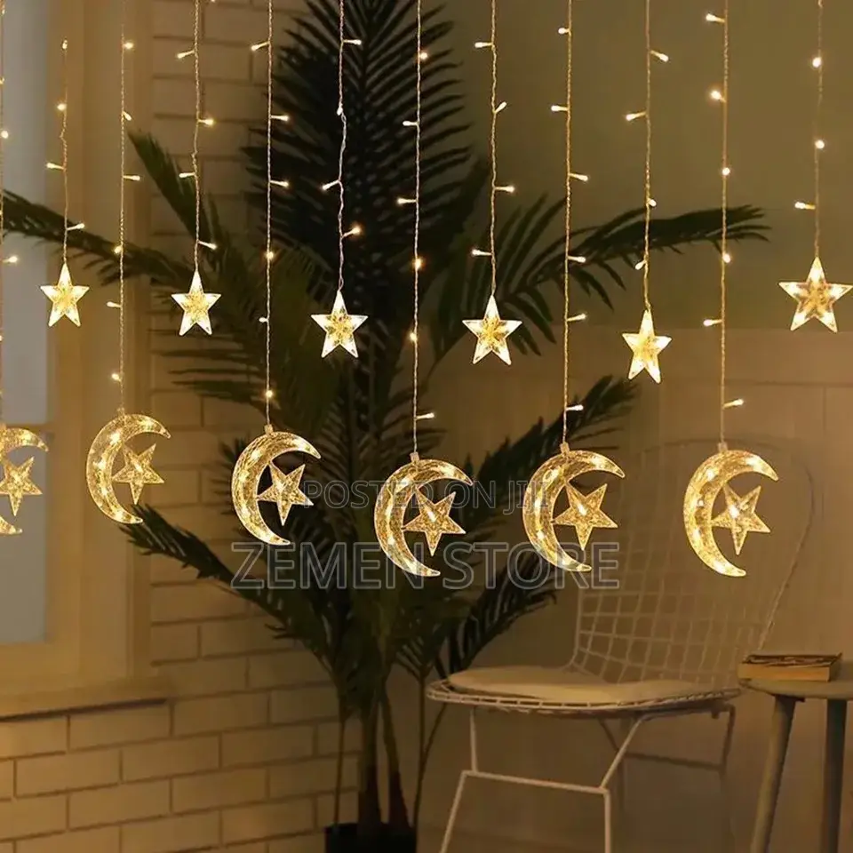 ለ አሁኑ ረመዳን ለቤትዎ ተመራጨጭ Moon Star Shape Led Light