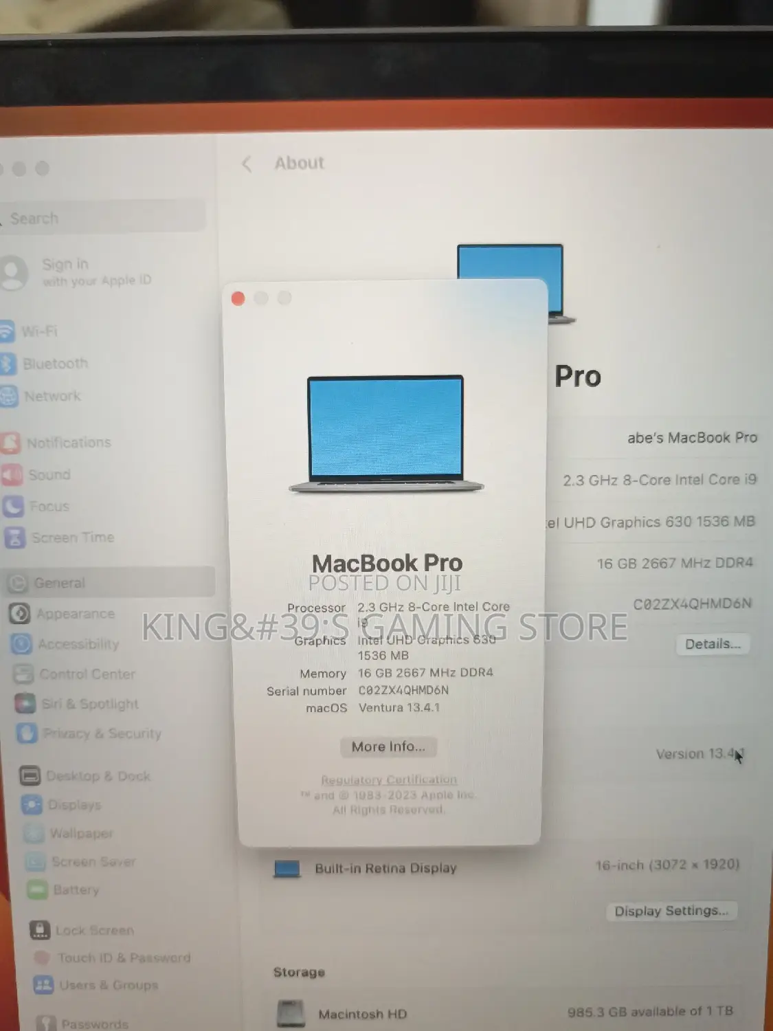 New Laptop Apple MacBook Pro 2019 16GB Intel Core I9 SSD 1T
