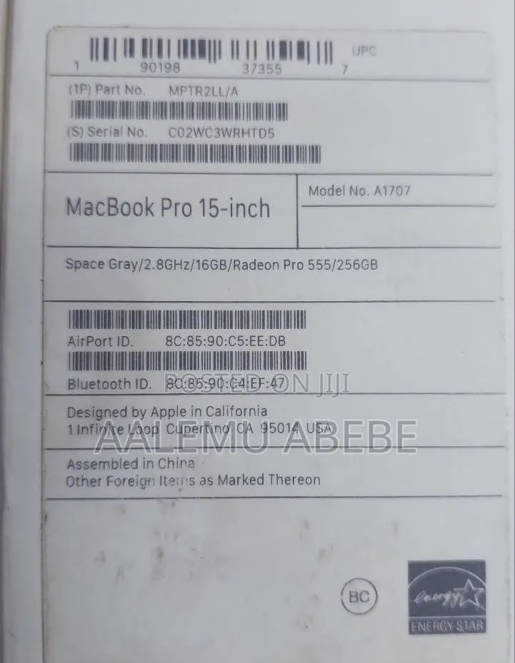 New Laptop Apple MacBook Pro 2017 16GB Intel Core I7 SSD 512GB
