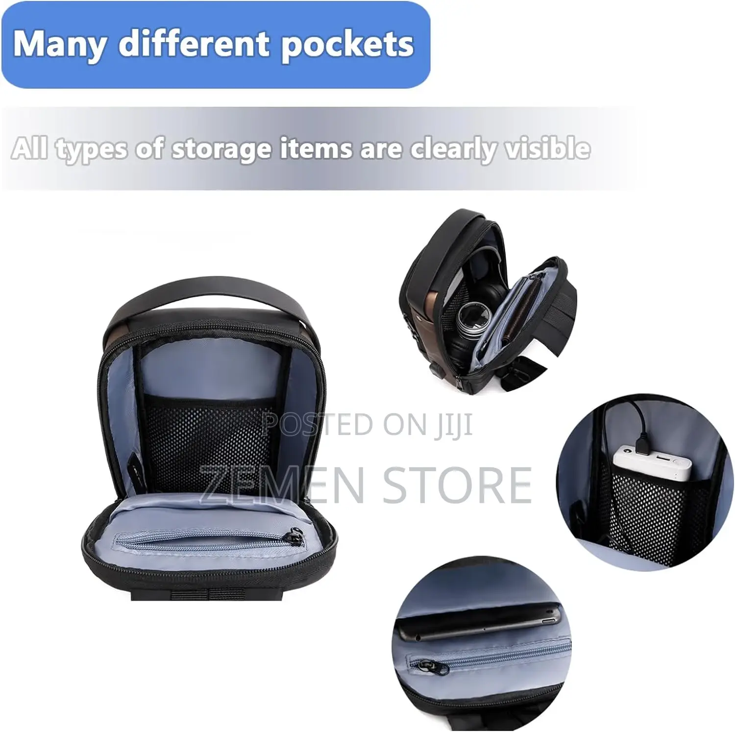 ለአያያዝ ምቹ የሆኑ ለሌባ የማይመች ባለ ቁልፍ ጠንካራ ቀለል ያለ Mini Crossbag